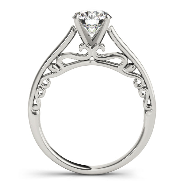 Heirloom Solitaire W Filigrie Round Diamond Engagement Ring in 10K/14K gold and platinum with certified lab-grown or natural diamonds