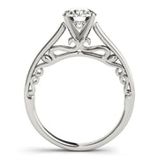 Heirloom Solitaire W Filigrie Round Diamond Engagement Ring in 10K/14K gold and platinum with certified lab-grown or natural diamonds