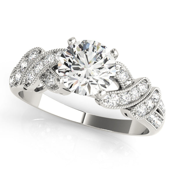 Radiant Multi-Row Round Diamond Engagement Ring in 10K/14K gold and platinum with certified lab-grown or natural diamonds