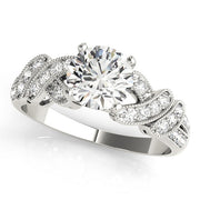 Radiant Multi-Row Round Diamond Engagement Ring in 10K/14K gold and platinum with certified lab-grown or natural diamonds