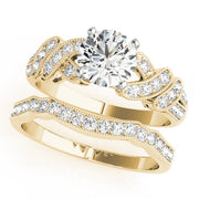 Radiant Multi-Row Round Diamond Engagement Ring in 10K/14K gold and platinum with certified lab-grown or natural diamonds