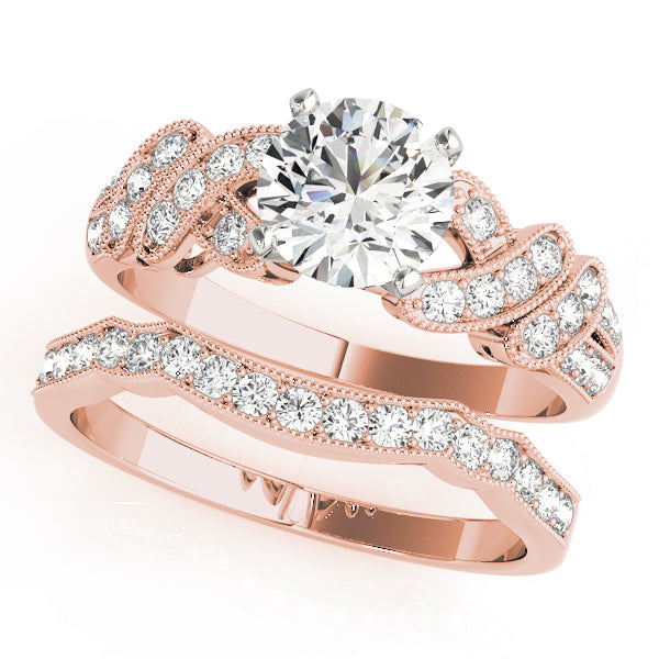 Radiant Multi-Row Round Diamond Engagement Ring in 10K/14K gold and platinum with certified lab-grown or natural diamonds
