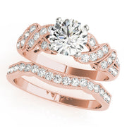 Radiant Multi-Row Round Diamond Engagement Ring in 10K/14K gold and platinum with certified lab-grown or natural diamonds
