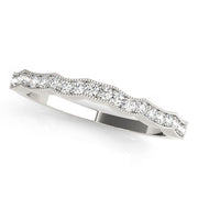 Single Row Milgrain Curved Half Eternity Ring in Gold & Platinum