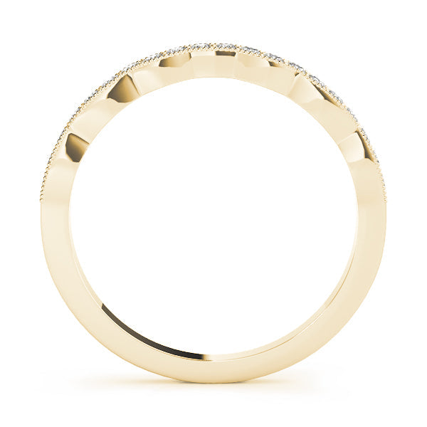 Single Row Milgrain Curved Half Eternity Ring in Gold & Platinum