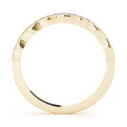 Single Row Milgrain Curved Half Eternity Ring in Gold & Platinum