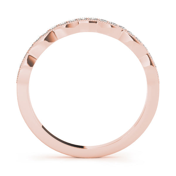 Single Row Milgrain Curved Half Eternity Ring in Gold & Platinum