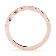 Single Row Milgrain Curved Half Eternity Ring in Gold & Platinum