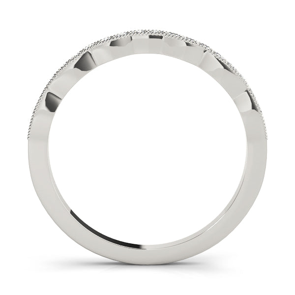 Single Row Milgrain Curved Half Eternity Ring in Gold & Platinum