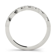Single Row Milgrain Curved Half Eternity Ring in Gold & Platinum