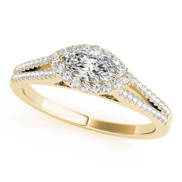 Cherished Halo Marquise Diamond Engagement Ring in 10K/14K gold and platinum with certified lab-grown or natural diamonds