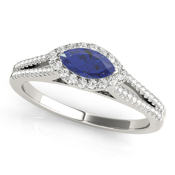 Cherished Halo Marquise Diamond Engagement Ring in 10K/14K gold and platinum with certified lab-grown or natural diamonds