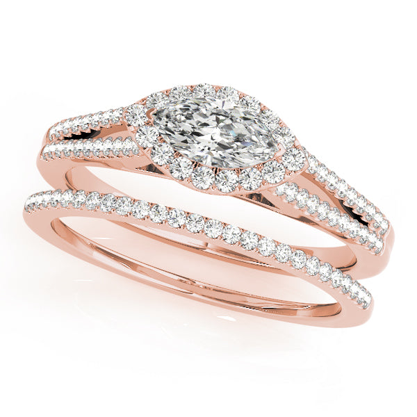 Cherished Halo Marquise Diamond Engagement Ring in 10K/14K gold and platinum with certified lab-grown or natural diamonds