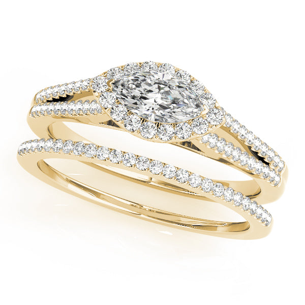 Cherished Halo Marquise Diamond Engagement Ring in 10K/14K gold and platinum with certified lab-grown or natural diamonds