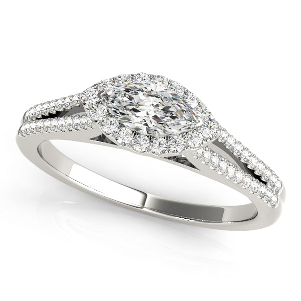 Cherished Halo Marquise Diamond Engagement Ring in 10K/14K gold and platinum with certified lab-grown or natural diamonds