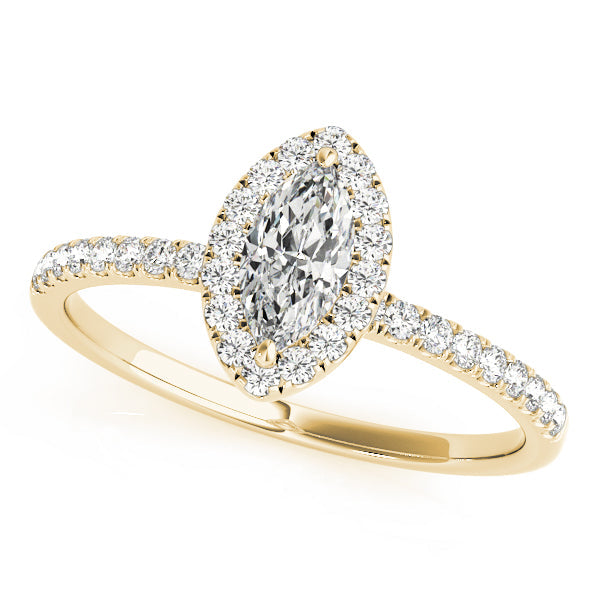 Vintage-Inspired Halo Marquise Diamond Engagement Ring in 10K/14K gold and platinum with certified lab-grown or natural diamonds