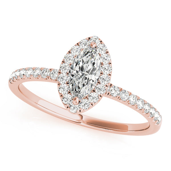 Vintage-Inspired Halo Marquise Diamond Engagement Ring in 10K/14K gold and platinum with certified lab-grown or natural diamonds