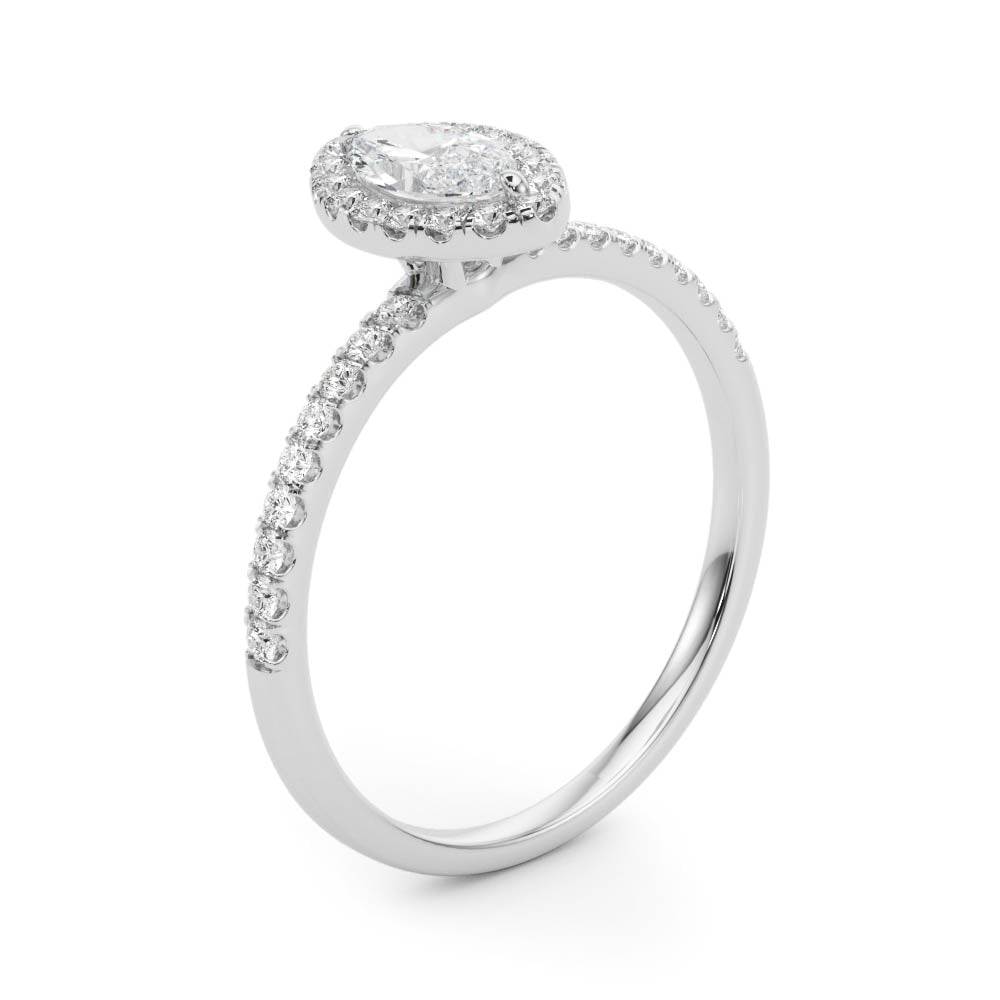 Vintage-Inspired Halo Marquise Diamond Engagement Ring in 10K/14K gold and platinum with certified lab-grown or natural diamonds
