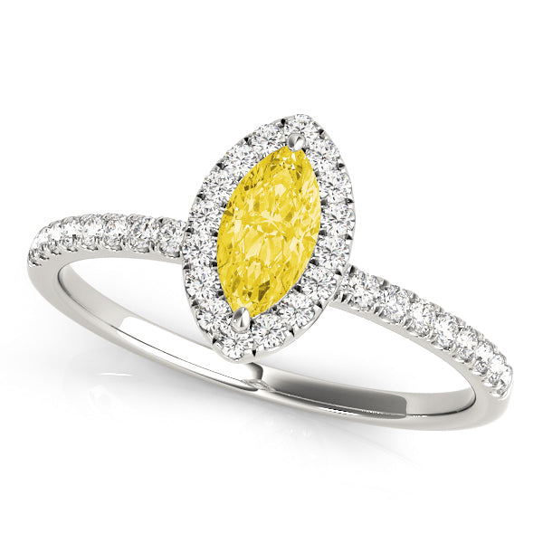Vintage-Inspired Halo Marquise Diamond Engagement Ring in 10K/14K gold and platinum with certified lab-grown or natural diamonds