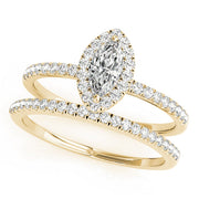 Vintage-Inspired Halo Marquise Diamond Engagement Ring in 10K/14K gold and platinum with certified lab-grown or natural diamonds
