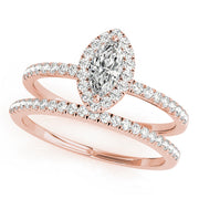Vintage-Inspired Halo Marquise Diamond Engagement Ring in 10K/14K gold and platinum with certified lab-grown or natural diamonds