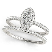 Vintage-Inspired Halo Marquise Diamond Engagement Ring in 10K/14K gold and platinum with certified lab-grown or natural diamonds