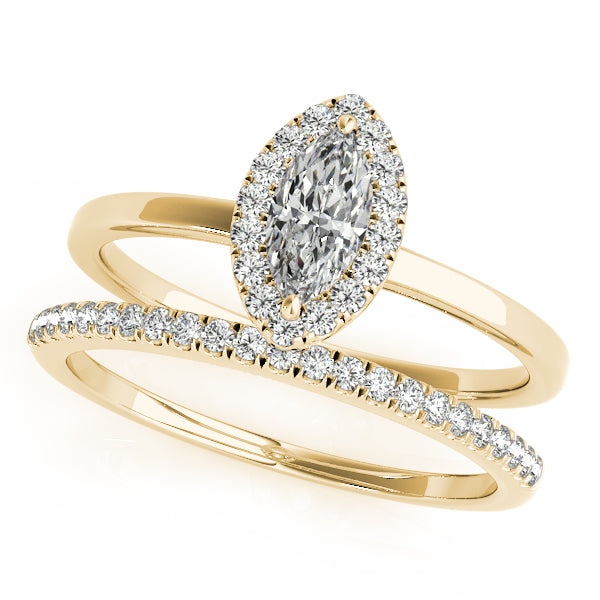 Heirloom Halo Marquise Diamond Engagement Ring in 10K/14K gold and platinum with certified lab-grown or natural diamonds