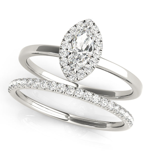 Heirloom Halo Marquise Diamond Engagement Ring in 10K/14K gold and platinum with certified lab-grown or natural diamonds