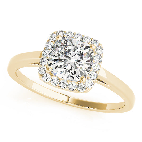 Signature Halo Cushion Diamond Engagement Ring in 10K/14K gold and platinum with certified lab-grown or natural diamonds
