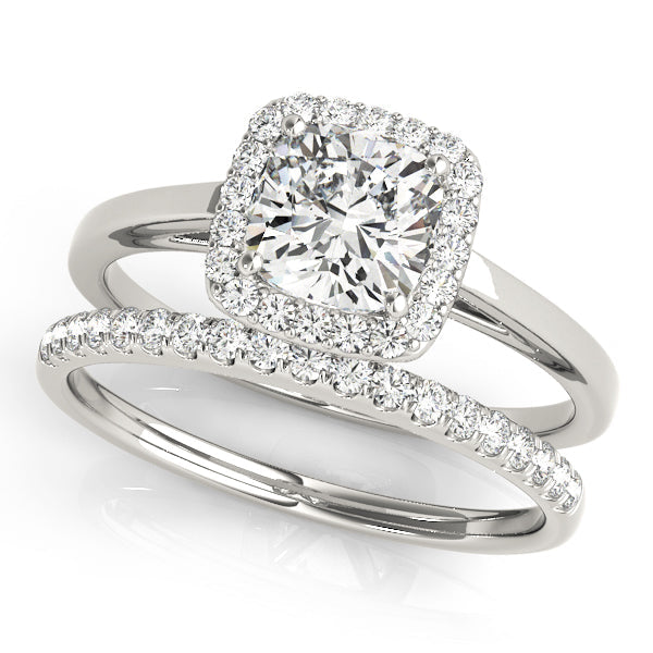 Signature Halo Cushion Diamond Engagement Ring in 10K/14K gold and platinum with certified lab-grown or natural diamonds