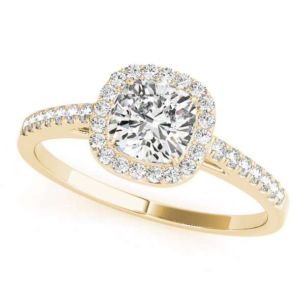 Artisan Halo Cushion Diamond Engagement Ring in 10K/14K gold and platinum with certified lab-grown or natural diamonds