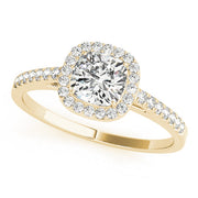 Artisan Halo Cushion Diamond Engagement Ring in 10K/14K gold and platinum with certified lab-grown or natural diamonds