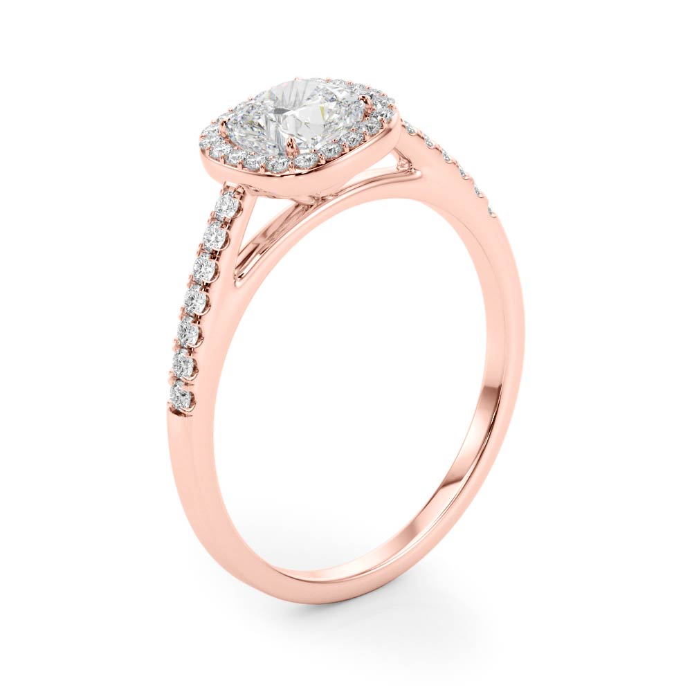 Artisan Halo Cushion Diamond Engagement Ring in 10K/14K gold and platinum with certified lab-grown or natural diamonds