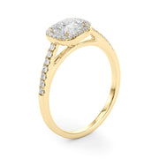 Artisan Halo Cushion Diamond Engagement Ring in 10K/14K gold and platinum with certified lab-grown or natural diamonds