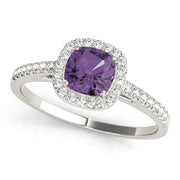 Artisan Halo Cushion Diamond Engagement Ring in 10K/14K gold and platinum with certified lab-grown or natural diamonds