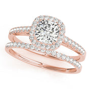 Artisan Halo Cushion Diamond Engagement Ring in 10K/14K gold and platinum with certified lab-grown or natural diamonds