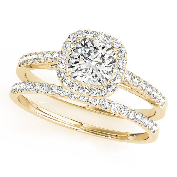 Artisan Halo Cushion Diamond Engagement Ring in 10K/14K gold and platinum with certified lab-grown or natural diamonds