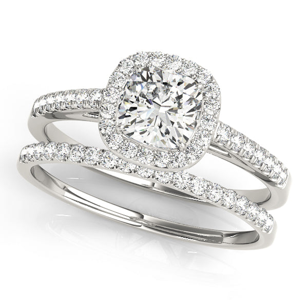 Artisan Halo Cushion Diamond Engagement Ring in 10K/14K gold and platinum with certified lab-grown or natural diamonds