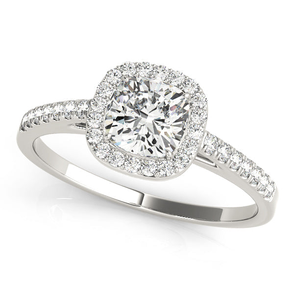 Artisan Halo Cushion Diamond Engagement Ring in 10K/14K gold and platinum with certified lab-grown or natural diamonds