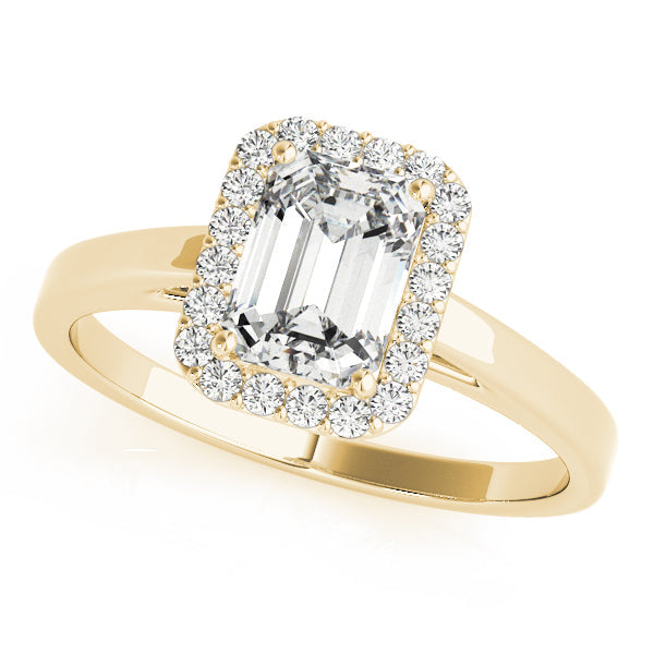 Bespoke Halo Emerald Diamond Engagement Ring in 10K/14K gold and platinum with certified lab-grown or natural diamonds