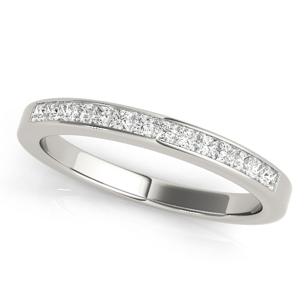 Channel Set Princess Cut Half Eternity Ring in Gold & Platinum