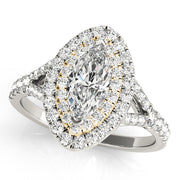 Cherished Halo Engagement Ring Marquise Diamond Engagement Ring in 10K/14K gold and platinum with certified lab-grown or natural diamonds