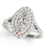 Cherished Halo Engagement Ring Marquise Diamond Engagement Ring in 10K/14K gold and platinum with certified lab-grown or natural diamonds