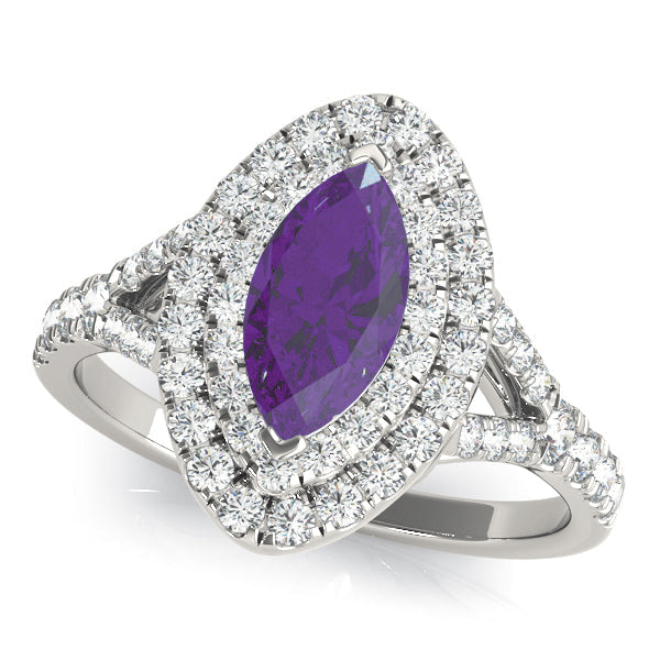 Cherished Halo Engagement Ring Marquise Diamond Engagement Ring in 10K/14K gold and platinum with certified lab-grown or natural diamonds
