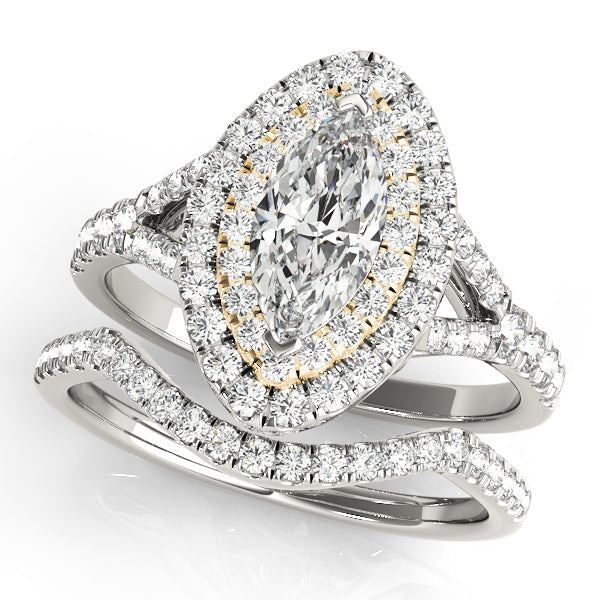 Cherished Halo Engagement Ring Marquise Diamond Engagement Ring in 10K/14K gold and platinum with certified lab-grown or natural diamonds