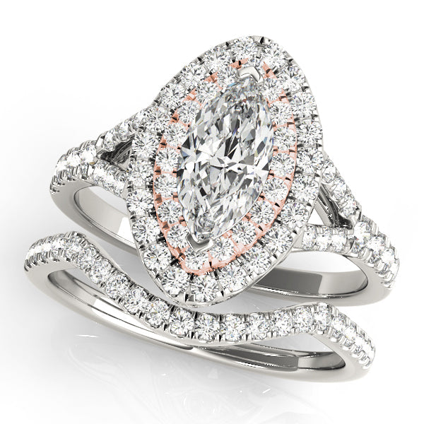 Cherished Halo Engagement Ring Marquise Diamond Engagement Ring in 10K/14K gold and platinum with certified lab-grown or natural diamonds