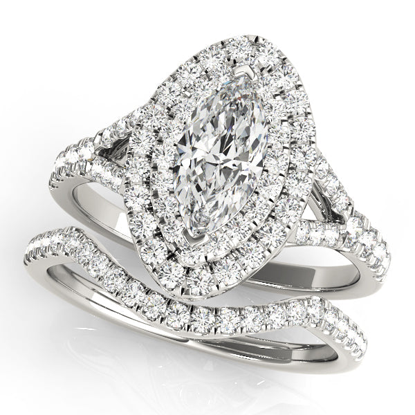 Cherished Halo Engagement Ring Marquise Diamond Engagement Ring in 10K/14K gold and platinum with certified lab-grown or natural diamonds