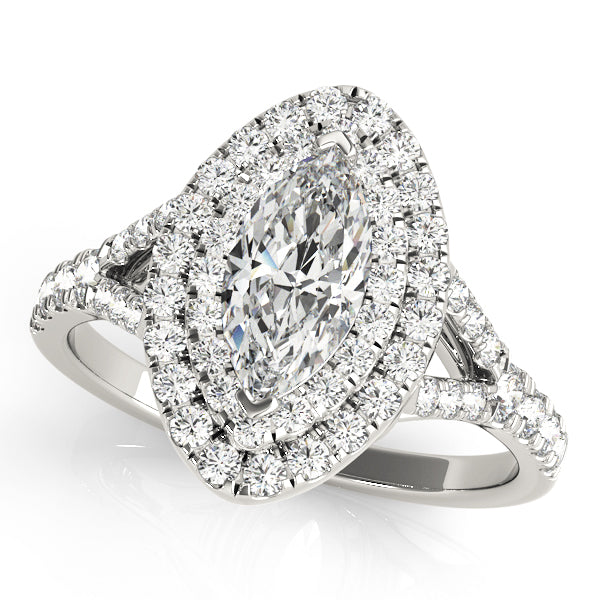 Cherished Halo Engagement Ring Marquise Diamond Engagement Ring in 10K/14K gold and platinum with certified lab-grown or natural diamonds