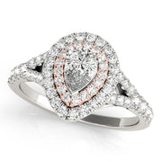 Noble Halo Pear Diamond Engagement Ring in 10K/14K gold and platinum with certified lab-grown or natural diamonds