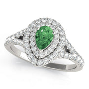 Noble Halo Pear Diamond Engagement Ring in 10K/14K gold and platinum with certified lab-grown or natural diamonds